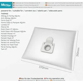 McFilter I SPARSET 10 Staubsaugerbeutel + Filterset geeignet für THOMAS PET & FAMILY, ANTI-ALLERGY, MULTI CLEAN X7 X8 X10, CAT & DOG XT, PERFECT AIR, PARKETT, CYCLOON