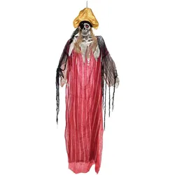 Piratenskelett Captain Morgan - 170cm Halloween Figur zum Hängen - rot blinkende...