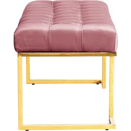 Kayoom Sitzbank KAYOOM "Rarity 225, Edler Touch durch goldenes Gestell", rosa (altrosa), B:100cm H:48cm T:47cm, Bezug: 100% Polyester (Samt) Gestell: Edelstahl, Sitzbänke, Sitzbank, eckig, samtweich, gesteppt, mit Zierknöpfen, Edelstahlgestell