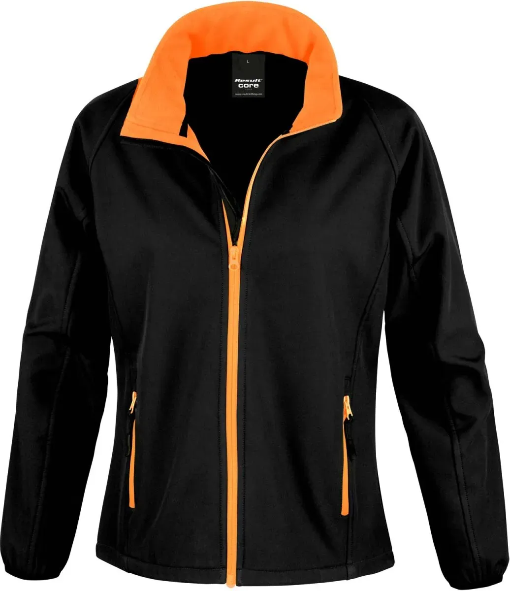 Result Core Damen 2-Lagen Softshell Jacke 'Printable' Softshell-Jacke R231F black/orange XL