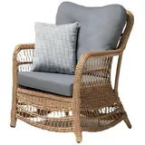 JVmoebel Gartensessel Grauer Rattan Sessel mit luxuriösen Polstern für entspanntes Sitzen (Sessel), Made in Europa grau