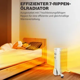 Clatronic Clatronic® Ölradiator | Effiziente mobile Heizung | elektrische Heizung mit 7 Rippen | Radiator mit 3 Leistungsstufen | Slimline Heizkörper | bi... | Weiß