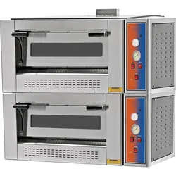 Gas-Pizza-Ofen Kapazität 4 + 4 Pizzen Durchmesser 30cm 1100x950x990mm