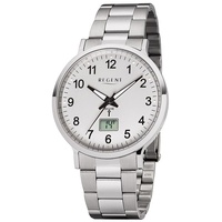 Regent Metall Herren Uhr FR-248 Analog-Digital Armbanduhr silber Funkuhr D2URFR248