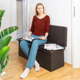 Relaxdays Faltbarer Sitzhocker mit Lehne 114 x 73 x 38 cm Braun
