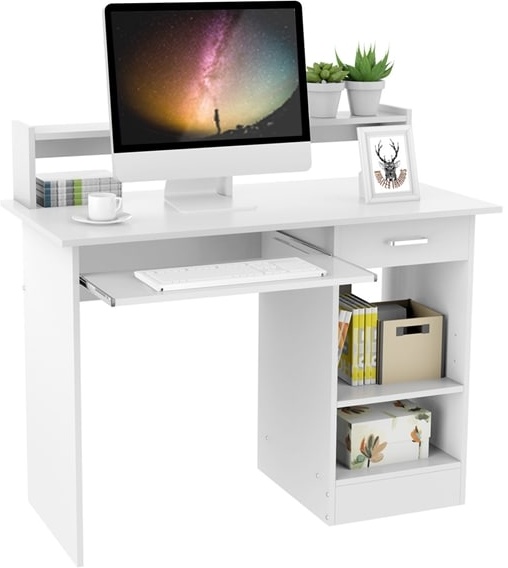 Yaheetech Schreibtisch Computertisch mit Ablage Bürotisch PC-Tisch Tisch für Home Office 106 x 50 x 94 cm