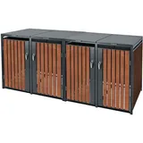 ML-Design Mülltonnenbox 4er 4 Tonnen 240L 264x80x116,3cm Anthrazit-Rostoptik, Stahl/Cortenstahl, Abschließbare Mülltonnenverkleidung Klappdeckel/4