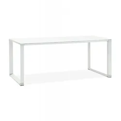 KADIMA DESIGN Büroschreibtisch Metall Glas | Chef Schreibtisch mit Metallstruktur | Designer Arbeitstisch mit weißem Glasregal | Modern Minimalistisch | Kadima