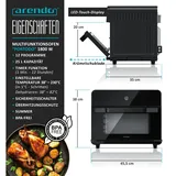 Arendo Heißluftfritteuse 1800 Watt, Minibackofen, Airfryer, 25L, Edelstahl, Pizzaofen, 4 Ebenen, Mini Backofen mit Umluft, Timer, 12 Programme