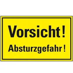 Schild I Hinweisschild Vorsicht! Absturzgefahr!, Kunststoff, 300x200mm