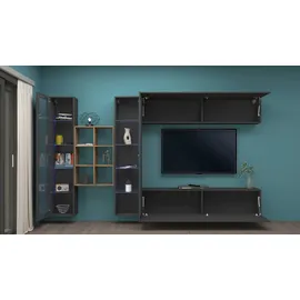 Home Affaire Wohnwand HOME AFFAIRE "Maruska", grau (anthrazit, anthrazit), B:320cm H:180cm T:30cm, Holzwerkstoff, Kastenmöbel-Sets, Wohnwand