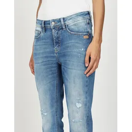 Gang Relax-fit-Jeans "94AMELIE CROPPED", Damen, Gr. 25, Normalgrößen, blau (azure blau destroy), 90% Baumwolle, 4% Elasthan, 6% Polyester, unifarben, relaxed fit lang, Jeans, im 5-Pocket-Style