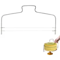 Tortenbodenteiler, Tortenschneider mit 2 gezahnten Schneidedraht Kuchen Tortenteiler Höhenverstellbarem Tortensäge Draht für Torten zum Schneiden von Kuchen, Broten