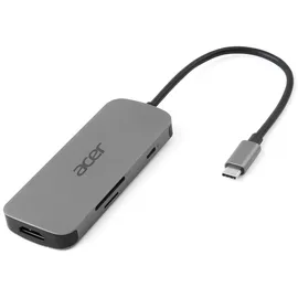 Acer 7-in-1 Mini Dock USB Type-C zu 1xUSB Type-C (w PD), 3xUSB 3.0, 1xHDMI, 1xSD Card Reader, 1xMicro SD Card Reader) Silber