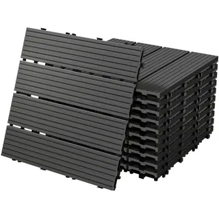 ECD Germany WPC Terrassenfliesen Anthrazit 30 x 30 cm 22 St.