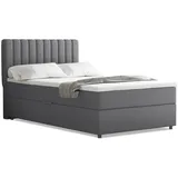 panda möbel gmbh Boxspringbett 120x200 Everest, mit Bettkasten und Topper, Einzelbett, Grau,