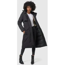 Navahoo Damen Wintermantel lang Parka warm Jacke mit Bindegürtel, Kapuze & Kragen Hokulanii