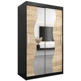 abiks möbel Schwebetürenschrank MADRYT 120 x 200 x 62 cm Schwarz