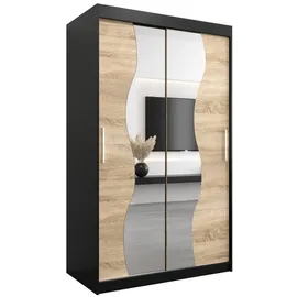 abiks möbel Schwebetürenschrank MADRYT 120 x 200 x 62 cm Schwarz