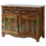MASSIVMOEBEL24.DE Sideboard Altholz 110x45x85 mehrfarbig lackiert NATURE OF SPIRIT #130 Farbe:Mehrfarbig lackiert, Größe:110x45x85 cm (BxTxH)