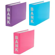 Livepac-Office 3x Bankordner / 140x250mm / für Kontoauszüge / je 1x hellblau, lila, pink
