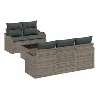VidaXL 6-teiliges Garten Sofa Set mit Kissen Grau Poly