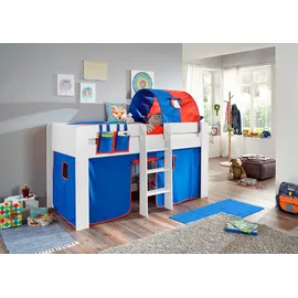 RELITA Hochbett Andi 90 x 200 cm Buche dekor weiß blau rot