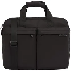 Laptoptasche TOMMY HILFIGER "TH ELEMENT REPREVE COMPUTER BAG", Damen, Gr. B/H/T: 41cm x 30cm x 6cm, schwarz, Polyester, Taschen, Men Messenger Bag, Henkeltasche, Umhängetasche mit Reißverschluss