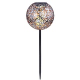 ETC Shop Solarkugel für Außen Solarleuchte silberfarben Stecklampe Garten orientalische Kugel, mit Lichteffekt und Erdspieß, 1x LED 3000 Kelvin, DxH 18,5x54
