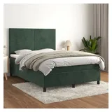 vidaXL Boxspringbett mit Matratze Dunkelgrün 140x200 cm Samt