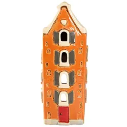 Det Gamle Apotek Lichthaus Keramikhaus altes Stadthaus orange, 9,5 x 9 x 25 cm
