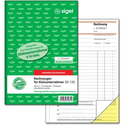 SIGEL Formularbuch Rechnung für Kleinunternehmer mit fortlaufenden Nummern (ohne MwSt.-Ausweis) DIN A5 2x 30 Seiten