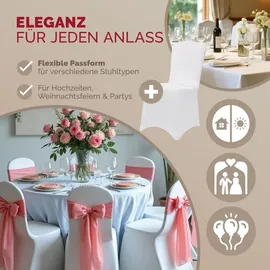 DETEX DETEX® 6er Set Stretch Hussen Weiß Hochzeit Stuhl Bezug