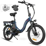 20 Zoll Bike Damenfahrrad Herren City Elektrofahrrad Tire klapprad 36V/12Ah Akku,Off-Road Mountainbike Shimano 7 Gängen,City Herren,E-Bike Klapp... - Blau