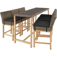 Tectake tectake® Rattan Tisch Lovas mit 6 Stühlen Latina mit Aluminiumgestellen - Naturbelassen