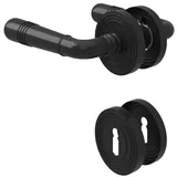 MS Beschläge - Drückergarnitur Rosettenbeschlag Schwarz Matt Türdrücker Überschraubrosetten Buntbart