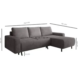 m-punkt Wohnlandschaft Ecksofa RIMINI Cord Grau