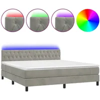 VidaXL Boxspringbett mit Matratze & LED Hellgrau 160x200 cm
