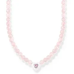 Enganliegende Halskette aus Rosenquarz Beads mit Herz Anhänger