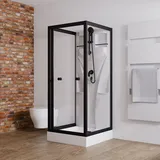 Schulte Home Juist U-Kabine mit Schiebetür 80 x 190 cm Schwarz/Sicherheitsglas klar