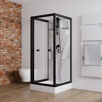Schulte Home Juist U-Kabine mit Schiebetür 80 x 190 cm Schwarz/Sicherheitsglas klar