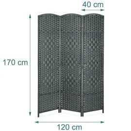 Relaxdays Paravent Raumteiler, HxB: 170 x 120 cm, Faltbarer Raumtrenner, 3-teiliger Sichtschutz, Holz Papierseil, weiß