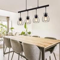 GLOBO Hängeleuchte 4-Flammig, Käfig-Design, schwarz L 77 cm