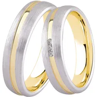 Trauring DOOSTI "Schmuck Geschenk Silber 925 Ehering Partnerring LIEBE" Fingerringe Gr. 62, ohne Zirkonia, Silber 925 (Sterlingsilber), 5mm, goldfarben (silberfarben-gelbgoldfarben) wahlweise mit oder ohne Zirkonia