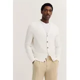Bugatti Cardigan "Regular Fit", Herren, Gr. XXL, 20, ecru, Strick, 50% Baumwolle, 50% Polyester, unifarben, regular fit, V-Ausschnitt, Rippbündchen, Strickjacken, mit V-Ausschnitt und Ripp-Struktur