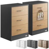 CASARIA Nachttisch Eloise 2er-Set Holz/Grau 54x39x28cm