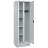 C+P Wäsche-/Kombispind Classic PLUS, Sockel, 2 Abteile, 1950x600x500mm, 7035/703 Verschluss Sicherheits-Drehriegel Front RAL 7035 Lichtgrau