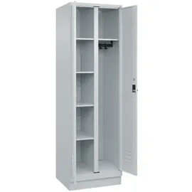 C+P Wäsche-/Kombispind Classic PLUS, Sockel, 2 Abteile, 1950x600x500mm, 7035/703 Verschluss Sicherheits-Drehriegel Front RAL 7035 Lichtgrau