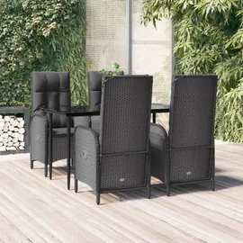 vidaXL Polyrattan Garten-Essgruppe 5-tlg. schwarz inkl. Kissen 3185169