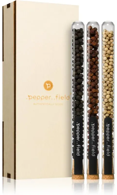 .pepper..field Glasröhrchenset mit Kampot-Pffefer in einer Geschenkbox Geschenkset in Schachtel